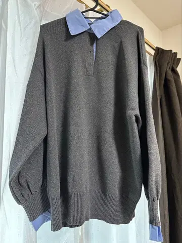 select MOCA 셔츠 칼라 도킹 니트