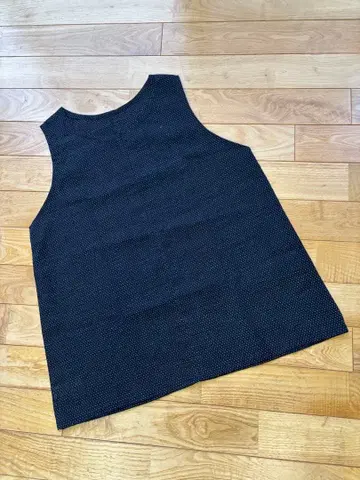 빈티지 원단 네이비 나염 잔잔한 모기 무늬 베스트 기모노 리메이크