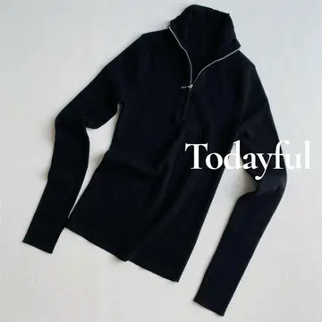 TODAYFUL 투데이풀 하프 지퍼 리브 니트 블랙 지퍼