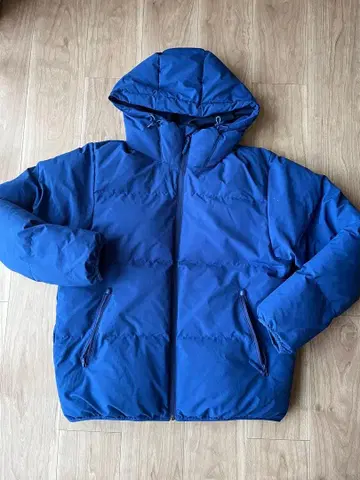 GU 블루 다운 자켓 후드 부착 새상품급