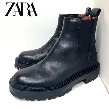ZARA 자라 사이드 고어 부츠 첼시 부츠 가죽 블랙 여성용