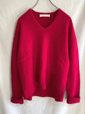 에스트네이션 울 캐시미어 니트 풀오버 핑크 v넥 38