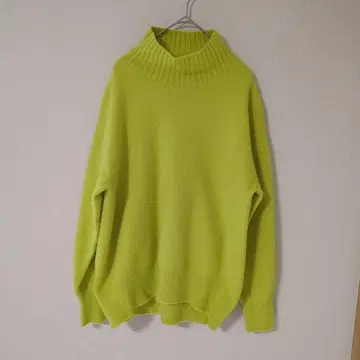 Spick & Span 라임 그린 하이넥 니트 캐시미어 혼방 일본제
