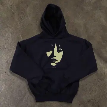 얼굴 프린트 네이비 후드 부착 후드티 y2k opium