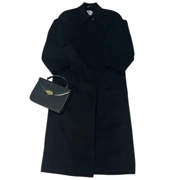 Aquascutum 아쿠아 스큐텀 캐시미어 100% 롱 코트 블랙