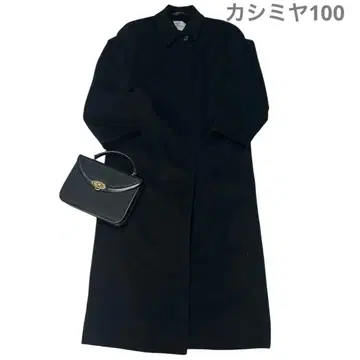 Aquascutum 아쿠아 스큐텀 캐시미어 100% 롱 코트 블랙