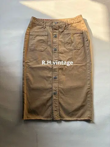 론허먼 빈티지 베이지 버튼 프론트 타이트 스커트 S