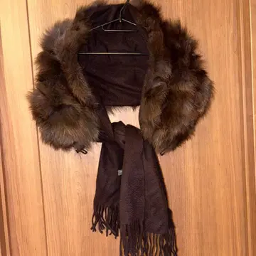 ANNA BASSANI 퍼 달린 브라운 스톨