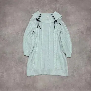 axes femme W 레이스업 니트 튜닉 둥근 소매 페어리 그런지