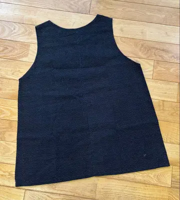 빈티지 원단 네이비 나염 설청 무늬 베스트 기모노 리메이크