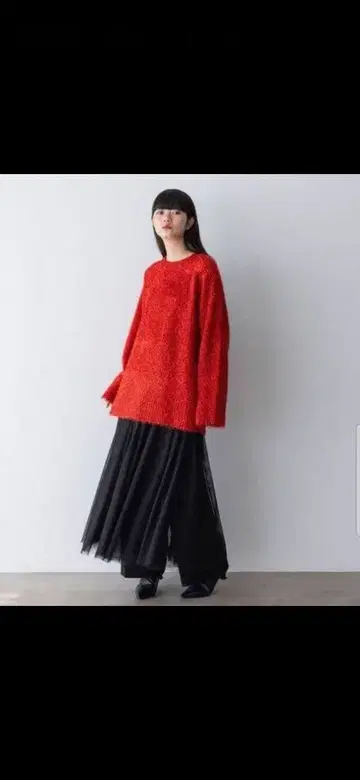 미유 빨간색 긴팔 니트