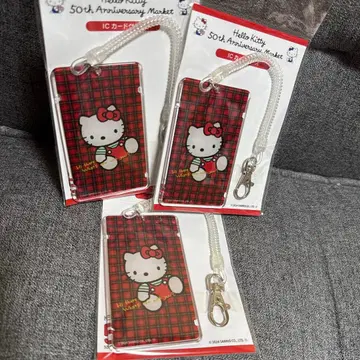 한정품 헬로키티 IC 카드 케이스 3개 타탄 체크