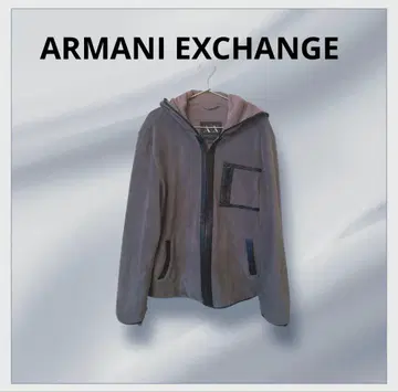 아르마니 익스체인지 고급 플리스 가죽 후드티 L