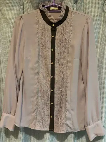 axes femme 핑크 x 브라운 레이스 긴팔 블라우스