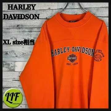 할리데이비슨 자수 로고 맨투맨 오렌지 XL 상당 5608