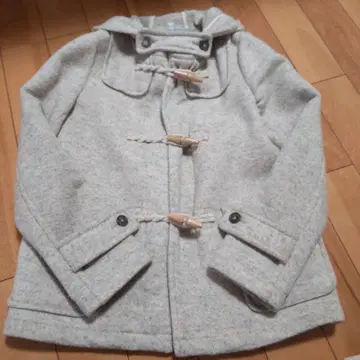 그레이 더플 코트 후드 부착