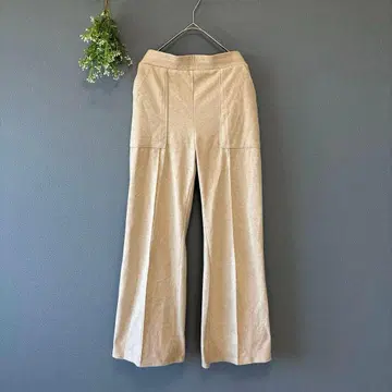 두두 [F] 고급 내추럴 웜 센터 프레스 와이드 팬츠 허리밴딩