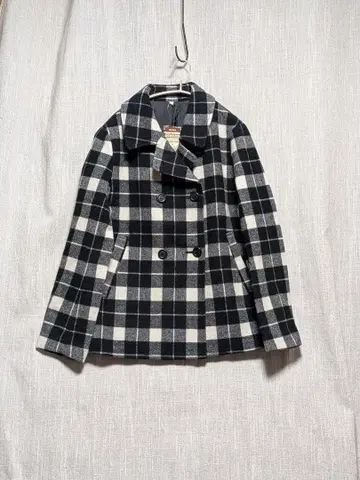 무인양품 울 혼방 모사 체크 숏코트 새상품 10290엔