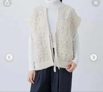 카구레 네팔 핸드 니트 베스트 아이보리