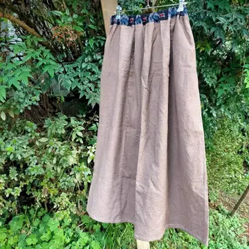 감즙 염색 헴프 코튼 플레어 롱 스커트