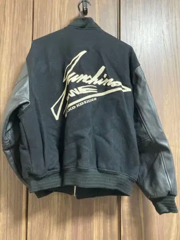 JUNCHINO 스타디움 자켓 블랙 JUNKO KOSHINO 울 가죽