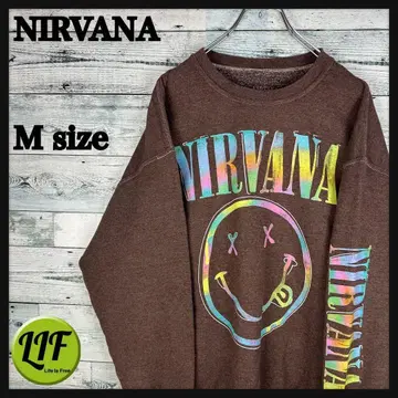 닐바나 프린트 로고 소매 로고 밴딩 맨투맨 브라운 M 5827