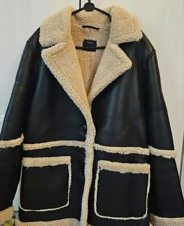 인조 가죽 무스탕 보아 재킷 L 사이즈 블랙