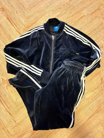 adidas 아디다스 벨로아 저지 셋업 네이비