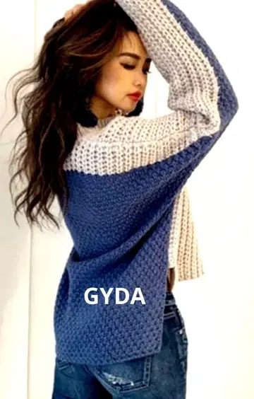 GYDA 바이컬러 긴팔 니트 스웨터
