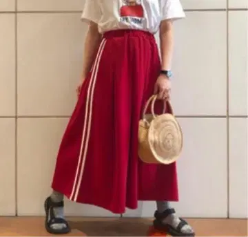 Ray BEAMS / adidas / 저리 소재 라인 스커트