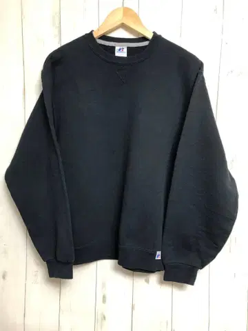 US 구제 의류 RUSSELL 러셀 맨투맨 무지 M 블랙 s14