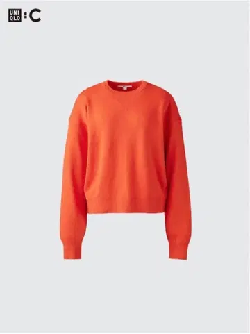 유니클로C 스무스 코튼 크루넥 스웨터 오렌지 XL 미착용