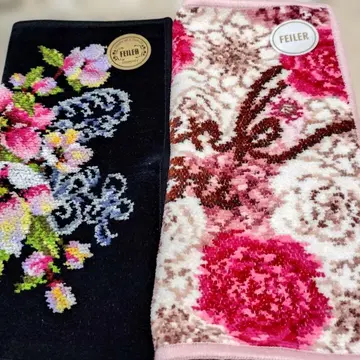FEILER 플라워 무늬 손수건 2개 세트