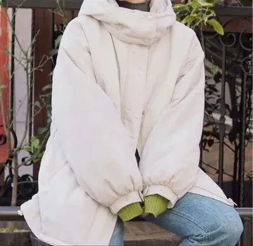 허리 스핀들 충전솜 후드 블루종