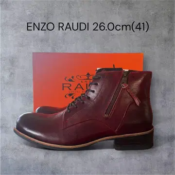 [ 새상품 ] ENZO RAUDi 버건디 가죽 지퍼 부츠 26cm 상당