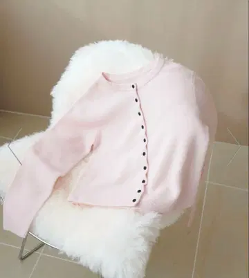 디스코트 야크 블렌드 크루 가디건 핑크