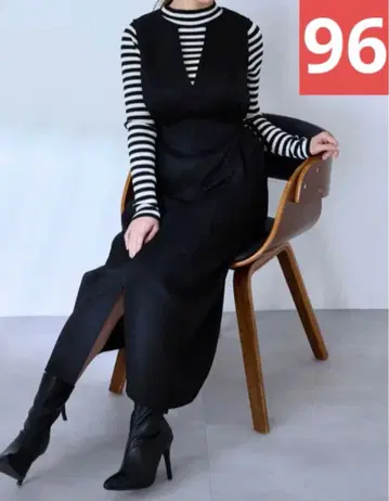 overE 폴리 니트 오버롤 스커트 블랙 96