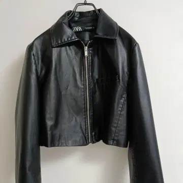 ZARA 블랙 크롭 가죽 자켓
