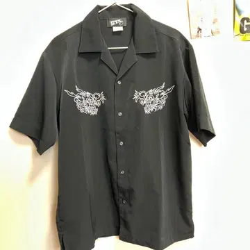 자수 블랙 반팔 셔츠 ctr/ftc/sup/