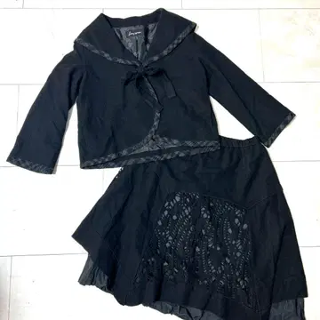 판초풍 자켓 스커트 2종 세트 블랙 프릴 포함 셋업 묶음 판매