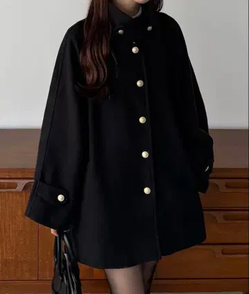 [ 새상품급 ] callautia 골드 버튼 미들 코트 블랙 M 사이즈