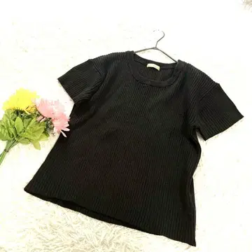 로데오 크라운 [ M ] 상의 니트 반팔 리브 스트레치 심플