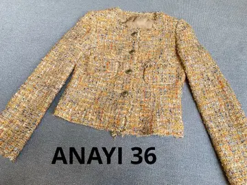 아나이 ANAYI 믹스 트위드 노카라 자켓 36