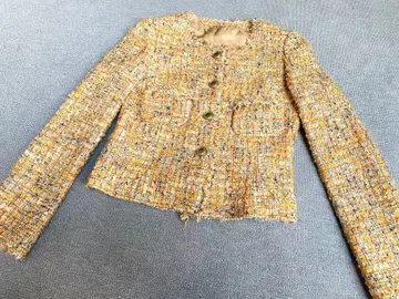 아나이 ANAYI 믹스 트위드 노카라 자켓 36