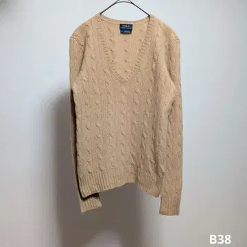 폴로 랄프로렌 양모 캐시미어 케이블 니트 캐러멜 XS
