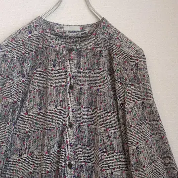 컬러풀 도트 체크 무늬 폴리 셔츠 빈티지 90s 루즈핏