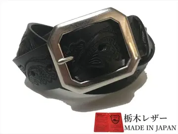 하자품 도치기 가죽 벨트 엠보 M 사이즈 40mm 벨트 블랙