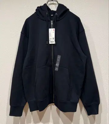 택 포함 미사용 유니클로 맨투맨 풀 집업 후드티 블랙 M 후디