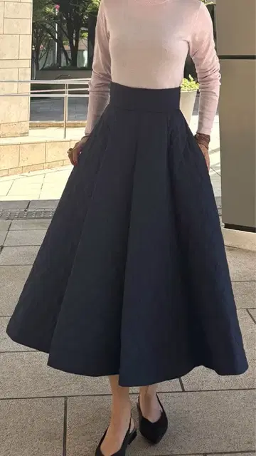 JENNE 기능 충전솜 퀼팅 스커트 네이비 1점만