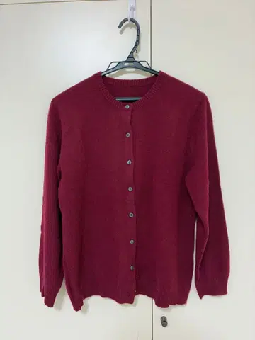 캐시미어 100% 와인 레드 가디건 L 사이즈